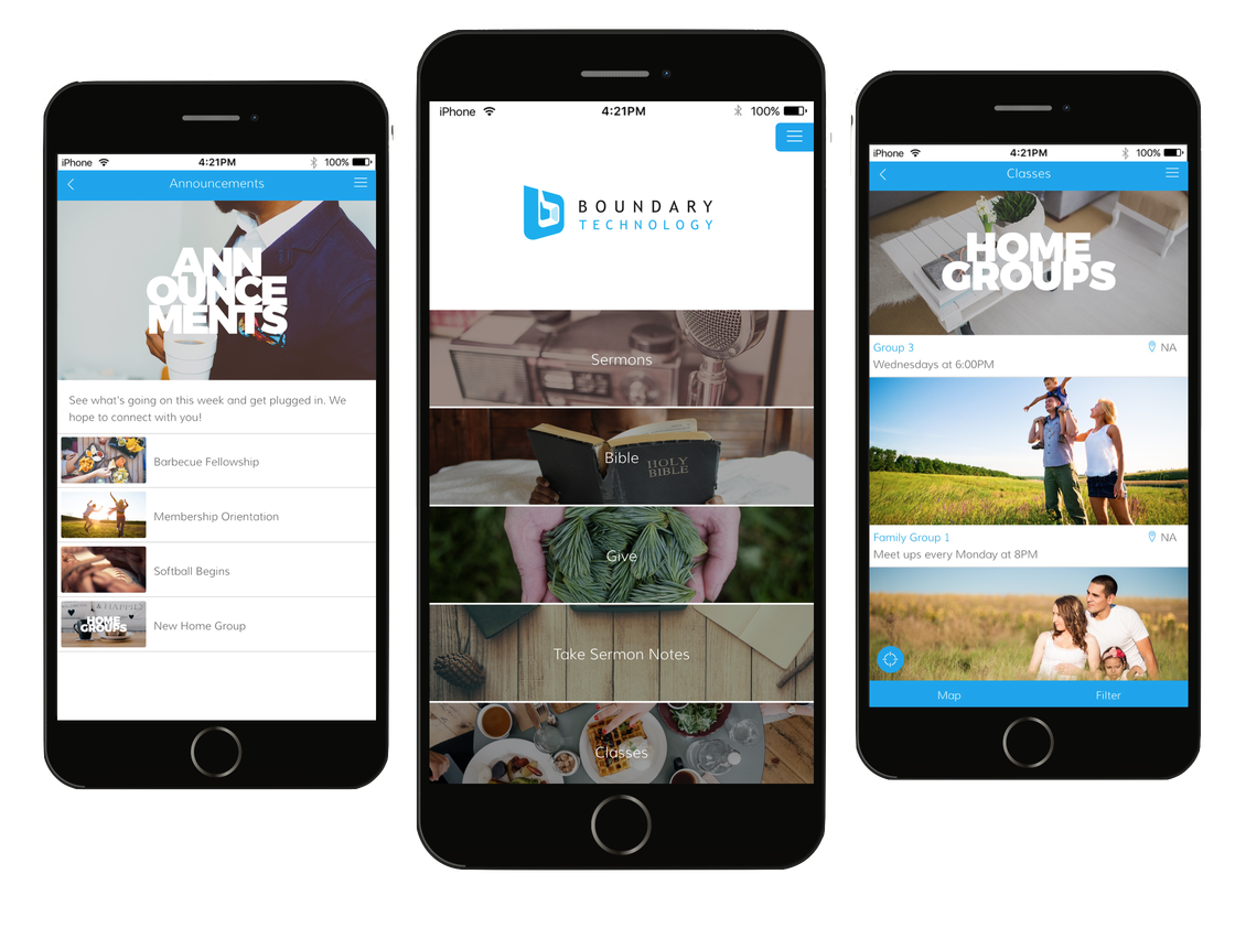 Church Space mobile app screens